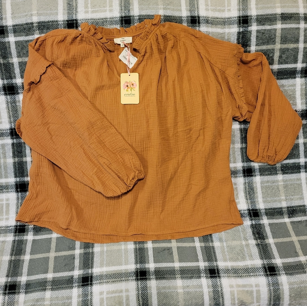 Entro blouse, tan, medium